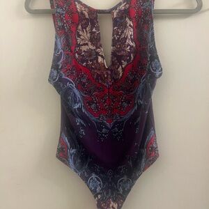 Free People Multicolor Patterned Bodysuit